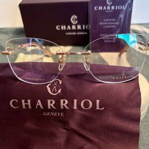 Charriol Women's Gold and Clear Rimless Glasses